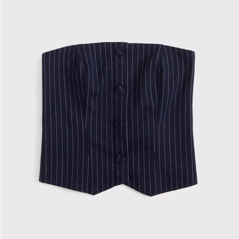 Abercrombie & Fitch Navy Striped Strapless Top